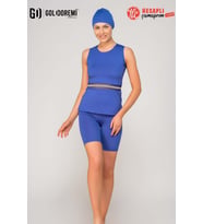 Gd Goldoremi 273 Premium Kadın Sıfır Kol Esnek Tankini Yarı Kapalı Tesettür Mayo