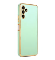 Samsung Galaxy A04S Kılıf Kenarları Gold Kamera Korumalı Renkli Pastel Silikon Siyah BARK (Açık Yeşil)
