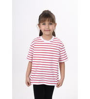 Toontoy Unisex Çocuk Çizgili Tişört (Kırmızı)