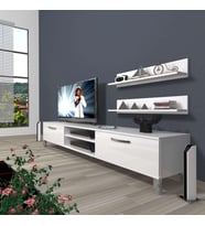 Decoraktiv Eko 4 Slm Dvd Krom Ayaklı Tv Ünitesi Tv Sehpası (Beyaz)
