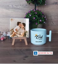 Kral Babam Babaya Hediye Fotoğraflı Dekoratif Taş, Kupa Bardak Beyaz Hediye (Model 12)