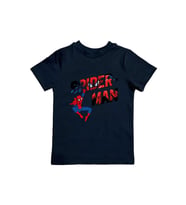 Spiderman baskılı örümcek adam pamuklu penye kumaş yazlık çocuk tişört (Siyah)