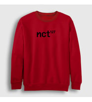 Presmono Unisex Beyaz Logo K-Pop Nct 127 Sweatshirt 275777tt (Kırmızı)