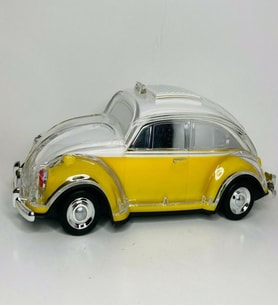 Radyolu Işıklı Nostaljik Volkswagen Araba Bluetooth Hoparlör FM AUX TF Destekli Speaker (Sarı)