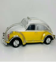Radyolu Işıklı Nostaljik Volkswagen Araba Bluetooth Hoparlör FM AUX TF Destekli Speaker (Sarı)