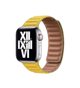 Apple Watch 38mm KRD-34 Deri Görünümlü Kordon (Sarı)