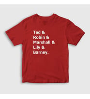 Presmono Unisex Çocuk Beyaz Names How I Met Your Mother T-Shirt 195478tt (Kırmızı)
