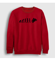 Presmono Unisex Beyaz Evolution Evrim Motorsiklet Yarış Motoru Sweatshirt 442030tt (Kırmızı)