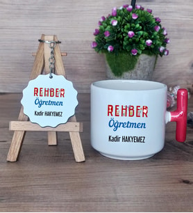 Rehber Öğretmeni Hediye Seti Kupa Bardak T Kulplu ve Anahtarlık Öğretmenler Günü Hediyesi (Model 1)