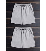 2'li Paket Unisex Pamuklu Rahat Penye Şort (Gri)