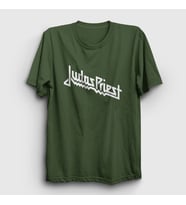 Presmono Unisex Sarı Logo Judas Priest T-Shirt 88121tt (Haki)
