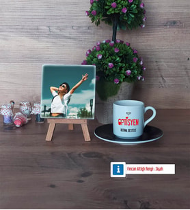 Optisyen Fotoğraflı Dekoratif Taş, Ahşap Altlıklı Türk Kahvesi Fincanı Hediye (Model 7)
