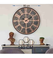 Markakanvas Siyah Metal Kasalı Mermer Desenli  Duvar Saati  ( Çap 50 cm -Çap 80 cm ) (Bakır)