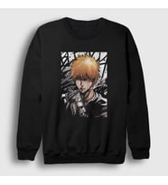 Presmono Unisex Beyaz Ichigo Anime Bleach Sweatshirt 127601tt (Siyah)