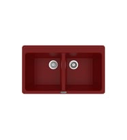 POLEX Cristalüx Granit Evİye P-N9 2 Hazneli Tezgah Altı Ve Tezgah Üstü Mutfak Evyesi 86x50,5cm (Bordo)