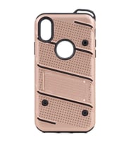 Uyumlu Model Apple iPhone X Kılıf İron Tank Zırh Kapak (Rose)