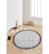 Dijital Baskılı Kaymaz Taban Yıkanabilir Yuvarlak Salon Halısı Koridor Halısı Paspas NDY-HT-1402 (Gri)