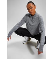 Nike Dri-Fit Runnig Element Half Zip Long Kadın Lila Çeyrek Fermuar Antreman Üstü (Gri)