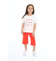 Toontoy Kız Çocuk Garnili Heart Baskılı Kaprili Takım (Nar Çiçeği)