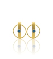 Kadir Jewellery 22 Ayar Altın Kaplama Vintage Küpe -El İşçiliği Ve Hipoalerjenik Küpe (Koyu Mavi)
