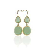 Kadir Jewellery 22 Ayar Altın Kaplama Kadın Taşlı Küpe -El İşçiliği Ve Hipoalerjenik Küpe (Açık Yeşil)