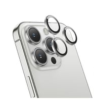 HOCO Crystal Clear iPhone 15 Pro-15 Pro Max HD 3D Metal Çerçeveli Kamera Koruyucu Lens (Gümüş)
