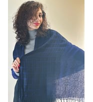 EKOSE KARELİ FULAR ŞAL UNİSEX 160X60 CM (Lacivert)