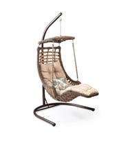 Capri Swing Alaçatı Plus Tekli Rattan Bahçe Balkon Salıncağı (Kahverengi Açık)