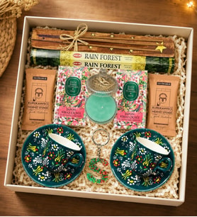 El Yapımı Çini Fincan & Tütsü Seti & Harf Anahtarlık & Kahve & Şekerlik Mum & Mendil & Hediye Seti (Yeşil)   Anneler günü özel