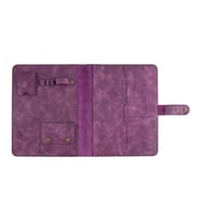 Twingold Kişiye Özel %100 Deri Rainbow iPad Organizer 10.2" Fuşya (Mor)