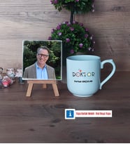 Doktora Hediye Fotoğraflı Dekoratif Taş, Kupa Bardak Beyaz Hediye Tıp Bayramı Hediyesi (Model 5)
