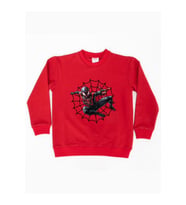 Spiderman baskılı örümcek adam pamuklu kumaş çocuk sweatshirt (Kırmızı)