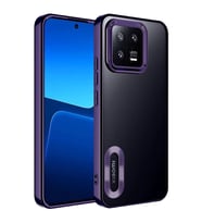 Xiaomi Mi 13 Kılıf Logo Yeri Açık Kamera Lens Korumalı Renkli Kenarlı Şeffaf Silikon (Mor)