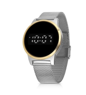 Polo Air Erkek Dokunmatik Led Saat Hasır Kordon Siyah Renk (Gümüş-Sarı)