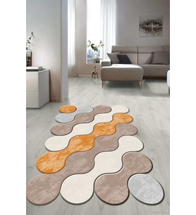 Dijital Baskılı Kaymaz Taban Yıkanabilir Lazer Kesim Salon Halısı Yolluk NLZR-HT-1222 (Sarı)