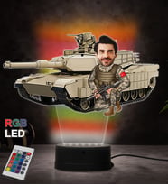 Doğum Günü Hediyesi,Sevgiliye Hediye, Kişiye Özel Fotoğraflı Tank Tasarımlı Erkek Karikatür 3D Led Lamba (RGB)