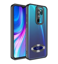 Xiaomi Redmi Note 8 Pro Kılıf Kamera Korumalı Logo Gösteren Şeffaf Kapak (Siyah)