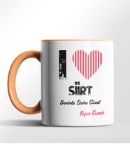 Kişiye Özel Siirt Seninle Daha Güzel Tema Siyah Renk Kupa (Turuncu)