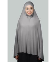 Hazır Türban Peçeli Pratik Eşarp Tesettür Nikaplı Hijab - Namaz Örtüsü Sufle (5XL) (Gri)