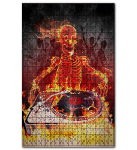 Cakapuzzle Dj İskelet Desenli Görsel Puzzle Yapboz MDF (Ahşap) (1000 Parça)