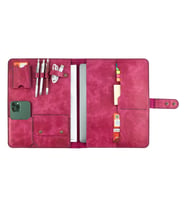 Twingold Kişiye Özel %100 Deri Rainbow Macbook Organizer 12-13-14" Antrasit (Fuşya)