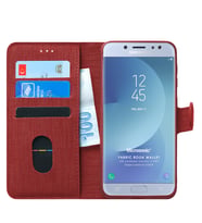 Samsung Galaxy J7 Pro Kılıf Fabric Book Wallet (Kırmızı)