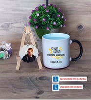Doğum Günü Hediyesi Kupa Bardak Beyaz ve Fotoğraflı Ahşap Anahtarlık Hediye (Model 9)