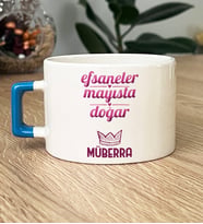 Kişiye Özel Boğa İkizler Burcu Hediye Lüks Fincan Doğum Günü Hediyesi (Mavi)