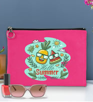 BK Gİft Yaz Temalı-1 Astarlı Portföy Çanta 30x21cm(12 Renk Seçeneği), Baskılı El Çantası, Organizer Çanta (Fuşya)