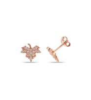 Çınar Yaprağı Kadın Gümüş Küpe (Rose)
