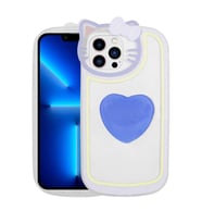 Uyumlu Model Apple iPhone 13 Pro Kılıf Kedi Figürlü Pop Soketli Kapak (Mavi)