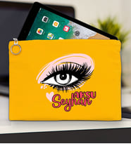 BK Gift Kişiye Özel İsimli-5 Tablet Çantası 30x21cm(12 Renk Seçeneği), Ipad Çantası, Baskılı Tablet Kılıfı (Sarı)