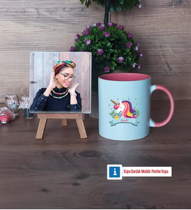 Unicorn Fotoğraflı Dekoratif Taş, Kupa Bardak Beyaz Hediye (Model 6)