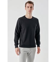 Slimfit  Bisiklet Yaka Düz Renk 2 iplik Erkek Sweatshirt (Siyah)